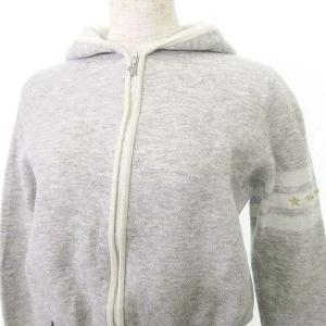 M'S GRACY 近年 ニット ジップ パーカー 裾ボタン フラワーチャームジップ トップス 40 ライトグレー U90