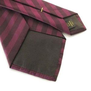 LOUIS VUITTON 美品 ストライプ ネクタイ シルク レギュラータイ ビジネス 式典 イタリア製 パープル×ブラウン U180