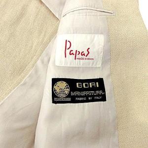 Papas リネン テーラードジャケット ブレザー 背抜き イタリア生地 2B S 44 ベージュ IBO37