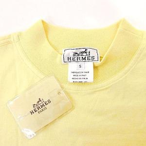 HERMES タグ付 Tシャツ 半袖  ハイネック ポケット H刺繍 カットソー S 黄 イエロー IBO37