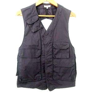 近年 フィッシングベスト 薄手 コットン S 無地 紺 ネイビー IBO37 A0403