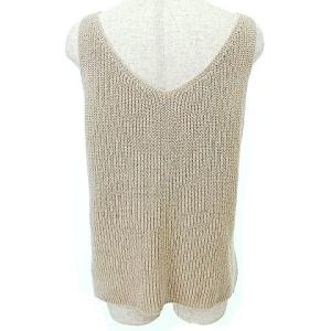 Deuxieme Classe 近年 ノースリーブ ニット 綿麻 タンク リネン混 F ベージュ IBO37