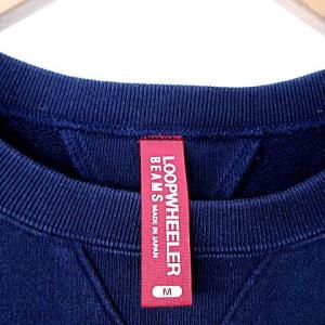 LOOPWHEELER BEAMS 両V スウェット シャツ トレーナー ロゴ プリント M 紺 ネイビー IBO37