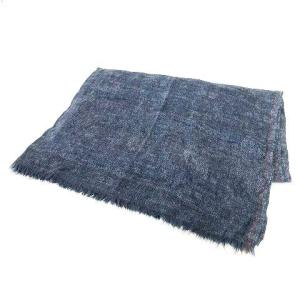 ストール マフラー 大判 カシミヤ シルク デニム調 カジュアル イタリア製 ネイビー