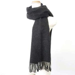dunhill カシミヤ100% ストール フリンジ マフラー 無地 ビジネス カジュアル 黒 ブラック IBO37