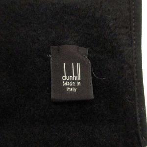 dunhill カシミヤ100% マフラー フリンジ ストール 無地 トリム ビジネス カジュアル 黒 ブラック IBO37