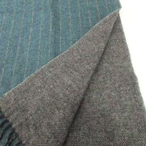 dunhill マフラー カシミヤ シルク フリンジ ストール ストライプ ヘリンボーン柄 イタリア製 グリーン×グレー IBO37