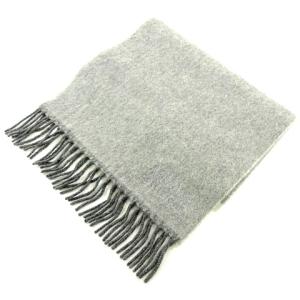 ARMANI COLLEZIONI 美品 マフラー カシミヤ100％ フリンジ グレー ユニセックス IBO37 A0405