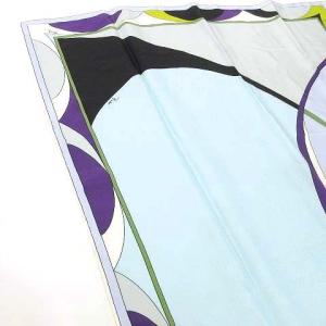 Emilio Pucci シルク スカーフ プッチ柄 総柄 正方形 イタリア製 青 ブルー IBO37