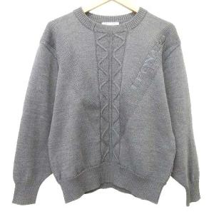 LEONARD SPORT ニット セーター 長袖 プルオーバー クルーネック スポーツ カジュアル L グレー IBO37