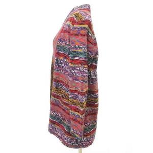 MISSONI ジャガード ニット カーディガン ボタンレス ジャケット 羽織 イタリア製 44 13号 赤 レッド系 IBO37