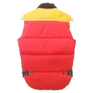 DSQUARED2 デニム ダウンベスト 配色 切替 裏地チェック ダメージ加工 国内正規 イタリア製 42 マルチカラー IBO37