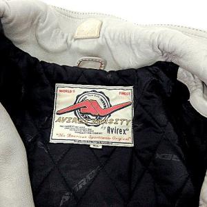 AVIREX VARSITY ジャケット ラムレザー XL グレー