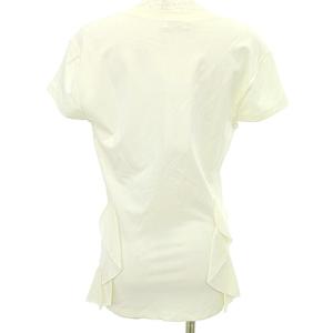 VALENTINO タグ付き フレンチスリーブ カットソー 半袖 フリル ストレッチ 46 10 XL 大きいサイズ 白 オフホワイト U180