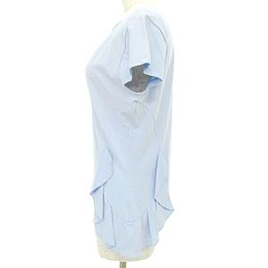 VALENTINO フレンチスリーブ カットソー 半袖 フリル ストレッチ 46 10 XL 大きいサイズ 水色 ライトブルー U180 A0406