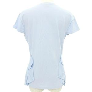 VALENTINO フレンチスリーブ カットソー 半袖 フリル ストレッチ 46 10 XL 大きいサイズ 水色 ライトブルー U180 A0406