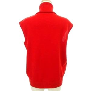 VALENTINO JEANS ノースリーブ ニット セーター タートルネック ブロックチェック切替 48 XL 赤 レッド U90 A0406