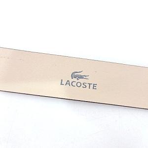 LACOSTE レザー バックル ベルト サークル ワニ 茶 ブラウン U90