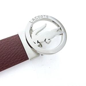 LACOSTE レザー バックル ベルト サークル ワニ 茶 ブラウン U90