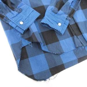 TAKAHIROMIYASHITATheSoloIst. ブロックチェック シャツ 長袖 ラフカット トップス 46 青 ブルー U90