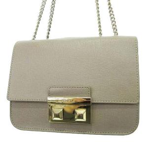 FURLA メトロポリス チェーン ショルダーバッグ ミニバッグ ポシェット サフィアーノ カードポケット付き ベージュ U90