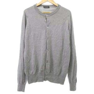 ウール ニット カーディガン 長袖 無地 クルーネック トップス L グレー U90