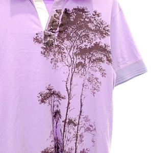 PAUL SMITH ポロシャツ 半袖 スキッパー 転写プリント L ラベンダー 紫系 U90 A0425