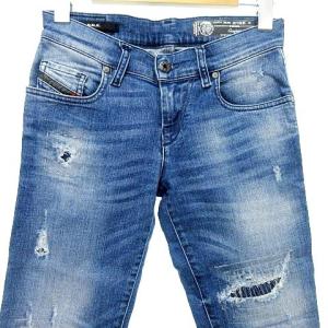DIESEL D.N.A 美品 Grupee スキニー デニム パンツ ジーンズ ダメージ&リペア加工 ストレッチ W23 L32 ブルー
