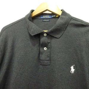 POLO RALPH LAUREN 近年 ピマソフトタッチ ポロシャツ 半袖 カットソー 無地 ポロ刺繍 カスタムスリムフィット XL グレー U90