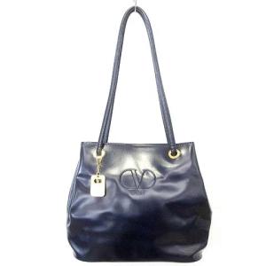 トートバッグ パテント コーティング 皮革 ロゴ 肩掛け ショルダーバッグ 紺 ネイビー ECR17