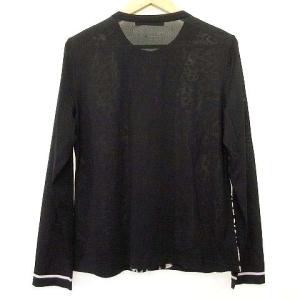 LEONARD Fashion ヒョウ柄切替 ニット カーディガン クルーネック 長袖 L 黒 ブラック IBO39