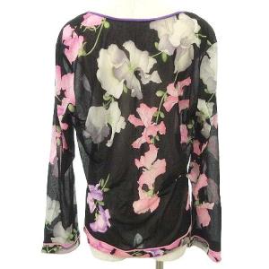 LEONARD FASHION カーディガン 花柄 LL ブラック