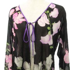 LEONARD FASHION カーディガン 花柄 LL ブラック