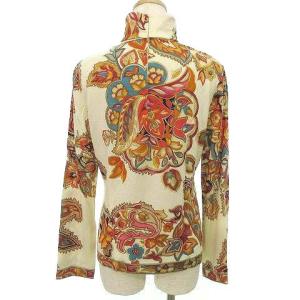 LEONARD Fashion ペイズリー カットソー 長袖 シルク混ウール ハイネック トップス L ベージュ