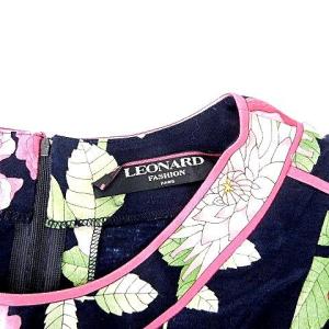 LEONARD Fashion カットソー 半袖 バックジップ クルーネック ヴィンテージ L 紺 ネイビーｘピンク IBO39