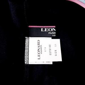 LEONARD Fashion カットソー 半袖 パイピング Uネック 無地 LL 黒 ブラック IBO39