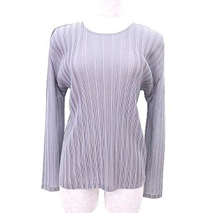 近年 Uネック 長袖 カットソー ムジ L サイズ3  グレー IBO39