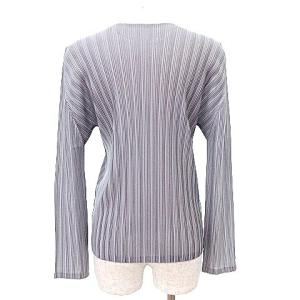 PLEATS PLEASE ISSEY MIYAKE 近年 Uネック 長袖 カットソー ムジ L サイズ3  グレー IBO39