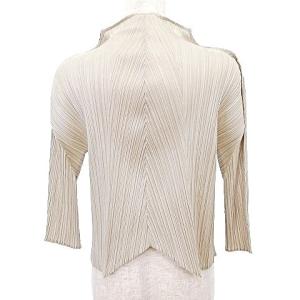 PLEATS PLEASE ISSEY MIYAKE カーディガン ショート丈 7分袖 L サイズ3 ベージュ IBO39