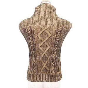 PLEATS PLEASE ISSEY MIYAKE ベスト ジップアップ ハイネック エスニック柄 L ブラウン