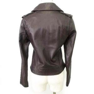 Theory ダブル ライダース ジャケット ラムレザー 羊革 ブルゾン 36 茶 ダークブラウン IBO39