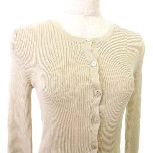 TOCCA シルク ニット カーディガン 長袖 リブ スリム カットソー M ベージュ IBO39