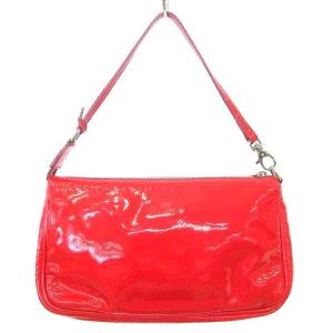 JIMMY CHOO スタッズ アクセサリー ポーチ パテント ハンドバッグ エナメル イタリア製 赤 レッド U90