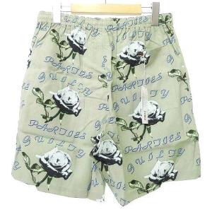 WACKO MARIA タグ付き 22SS HAWAIIAN SHORTS ハワイアン ショーツ ショート パンツ 花柄 レーヨン M カーキ U30