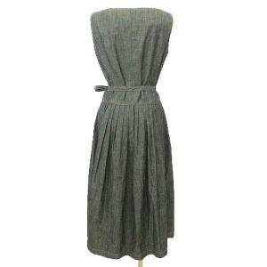 M'S GRACY デニム ワンピース ひざ丈 フラワーコサージュ ノースリーブ 38 グレー系