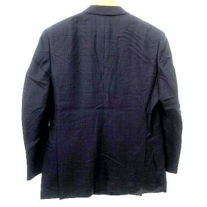 LANVIN テーラードジャケット ブレザー チェック R48-45 M?L パープル 黒系 NGA35 A0508