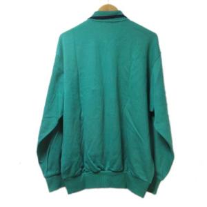 CELINE ヴィンテージ ポロシャツ 長袖 衿ライン コットンニット 刺繍 緑 グリーン L 胸ポケット NGA35 X