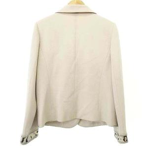 LEONARD FASHION テーラード ジャケット 3B シングル トリム 13AR Lサイズ ベージュ IBO39