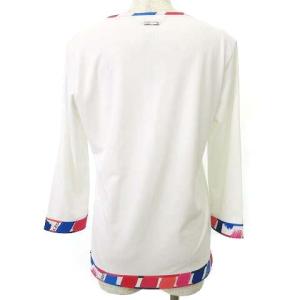 LEONARD SPORT 柄トリム カットソー 七分袖 トップス ゴルフ スポーツウエア カジュアル 40 白 ホワイト IBO39