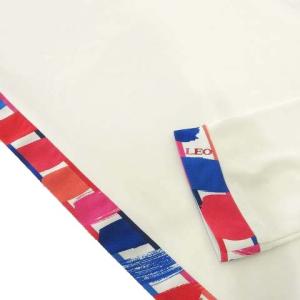 LEONARD SPORT 柄トリム カットソー 七分袖 トップス ゴルフ スポーツウエア カジュアル 40 白 ホワイト IBO39